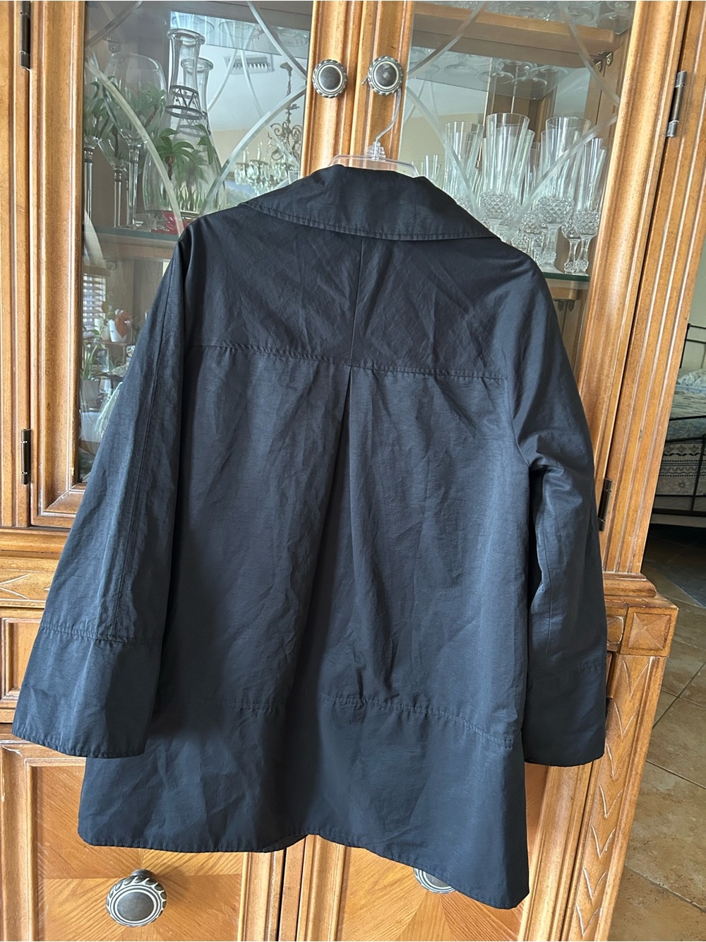 Ambition Black Trench Coat with Pink Floral Brooch, fully lined jacket - Picture 4 of 6